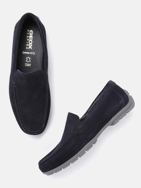 

Geox Men Navy Blue Solid Suede Driving Shoes