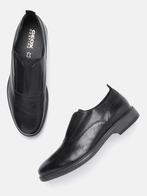 

Geox Men Black Leather Formal Slip-Ons