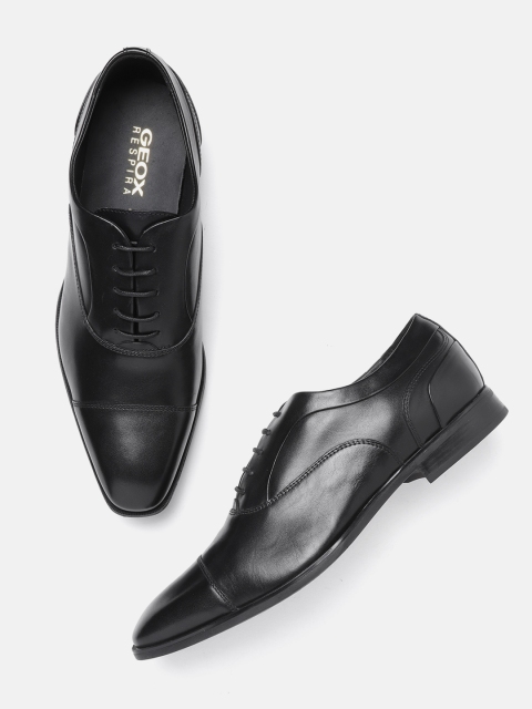 

Geox Men Black Leather Formal Oxfords