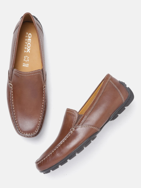 

Geox Men Brown Solid Leather Driving Shoes