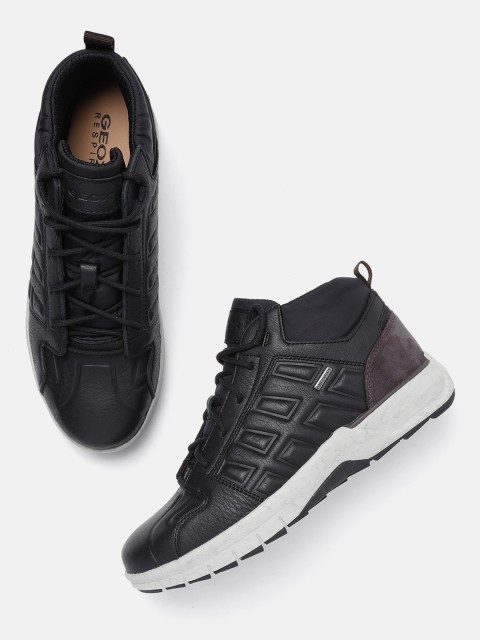 

Geox Men Black Solid Leather Sneakers