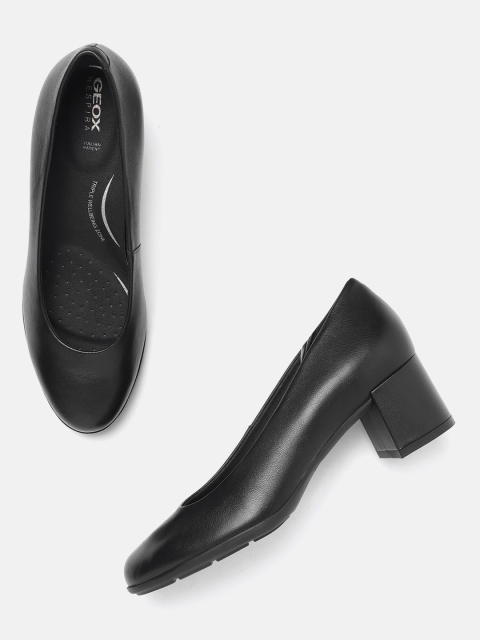 

Geox Women Black Solid Leather Pumps