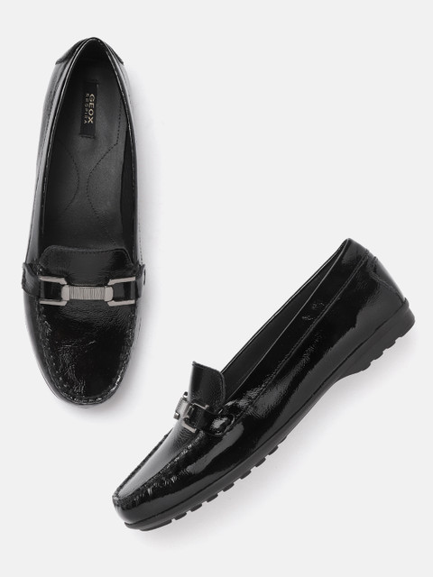 

Geox Women Black Leather Solid Loafers