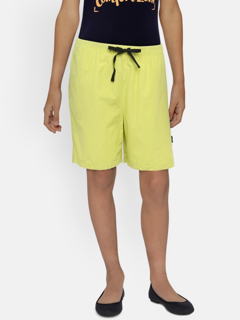 

Zalza Girls Fluorescent Green Checked Missy Lounge Shorts