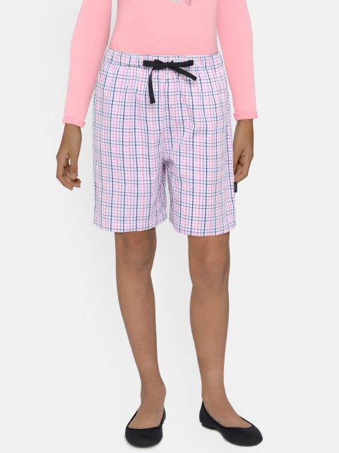 

Zalza Girls White & Pink Checked Lounge Shorts