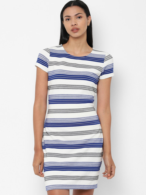 

Allen Solly Woman White Striped T-shirt Dress