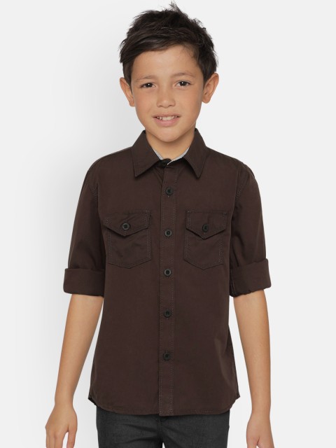 

Zalza Boys Brown Regular Fit Solid Casual Shirt