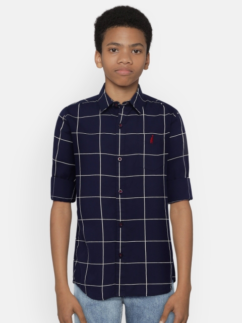 

Zalza Boys Navy Blue Checked Regular Fit Casual Shirt