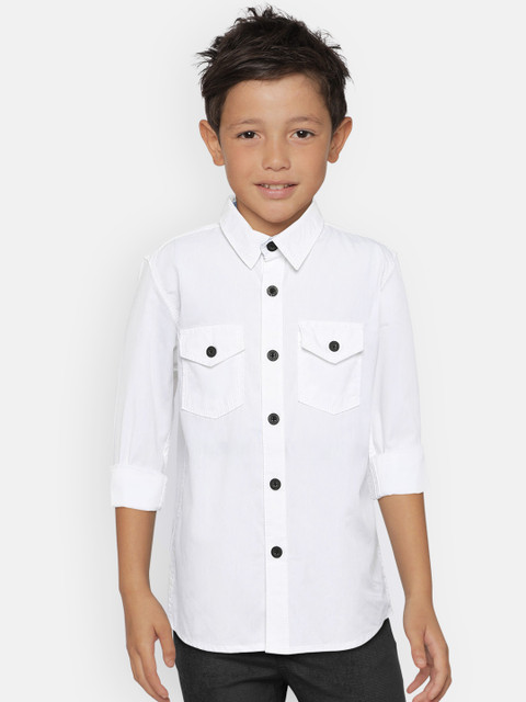 

Zalza Boys White Regular Fit Solid Casual Shirt