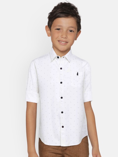 

Zalza Boys White Regular Fit Printed Casual Shirt