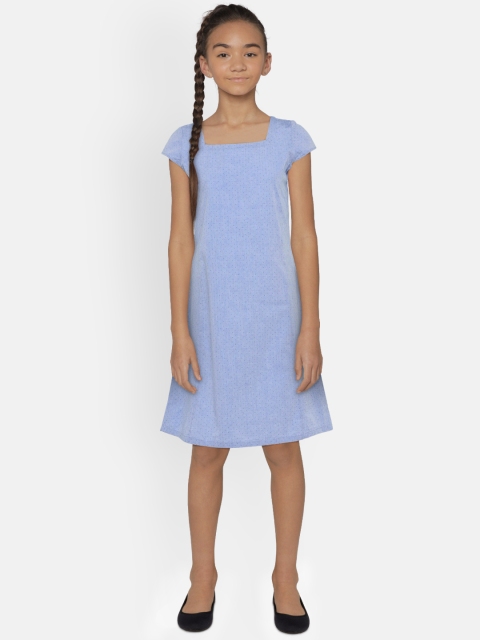 

Zalza Girls Blue Printed A-Line Dress