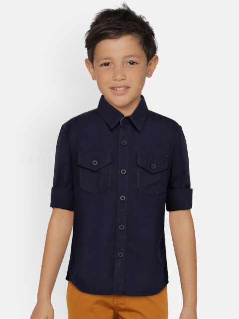 

Zalza Boys Navy Blue Regular Fit Solid Casual Shirt