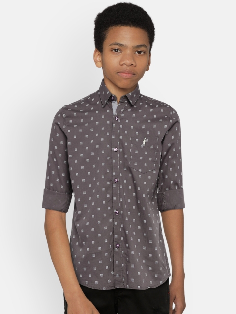 

Zalza Boys Grey Printed Regular Fit Casual Shirt
