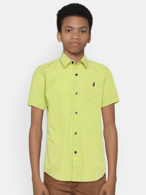 

Zalza Boys Lime Green Checked Regular Fit Casual Shirt
