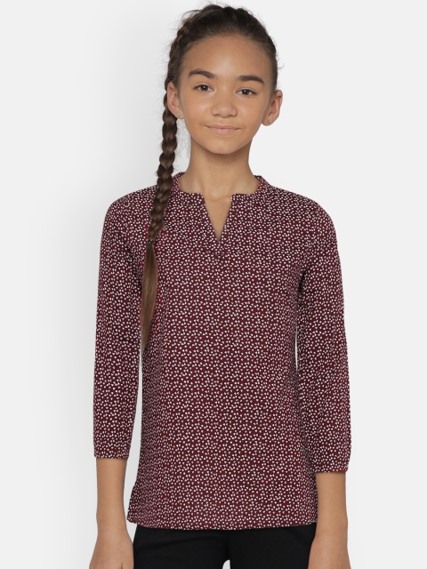 

Zalza Girls Burgundy & White Printed Top
