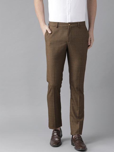 

Blackberrys Men Brown Regular Fit Checked Regular Trousers