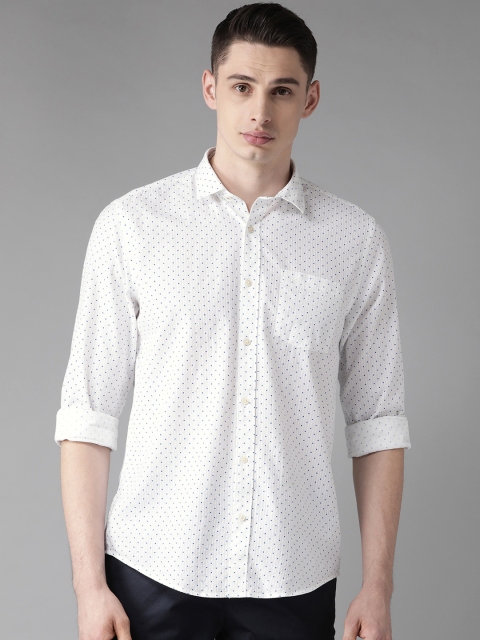 

Blackberrys Men White & Blue Slim Fit Printed Casual Shirt