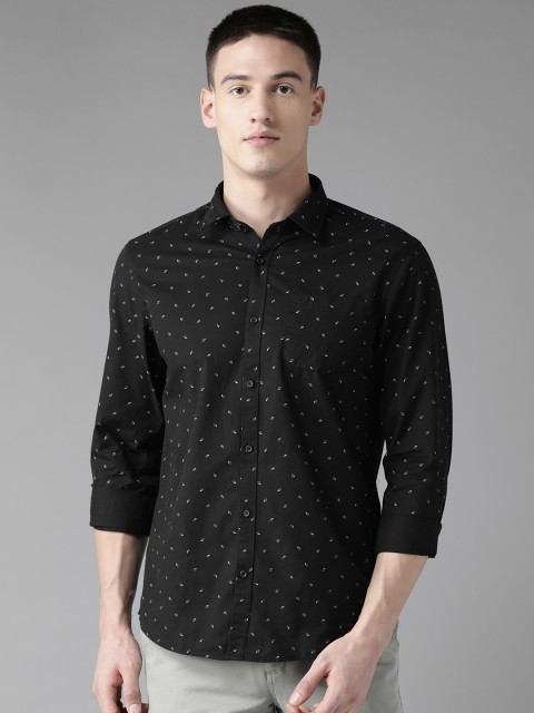 

Blackberrys Men Black & Grey Slim Fit Printed Casual Shirt