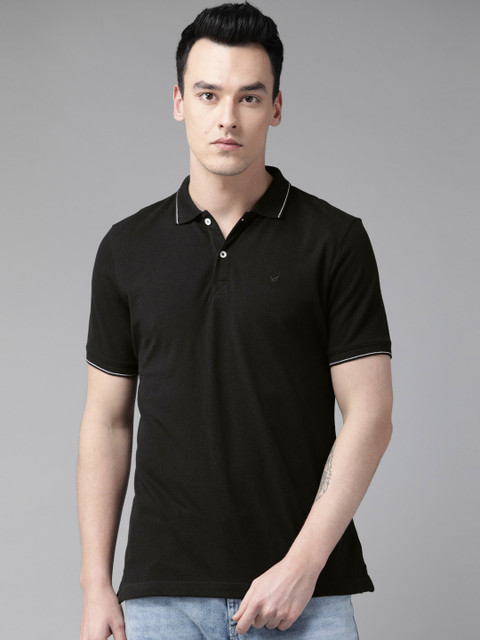 

Blackberrys Men Black Solid Polo Collar T-shirt