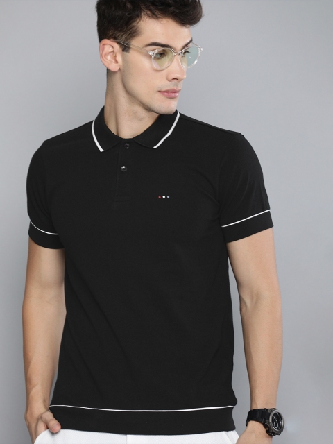 

Harvard Men Black Solid Polo Collar Pure Cotton T-shirt