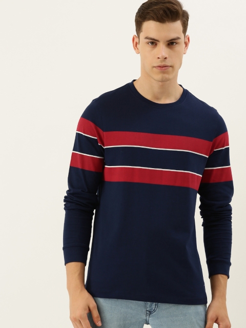 

Harvard Men Navy Blue & Red Striped Round Neck T-shirt