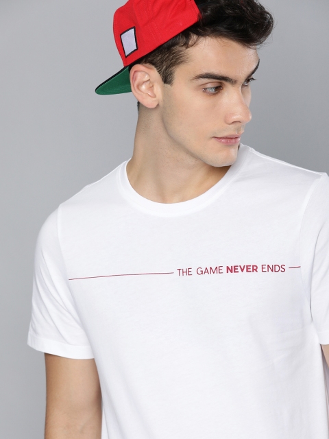 

Harvard Men White Solid Round Neck T-shirt With Printed Detailing