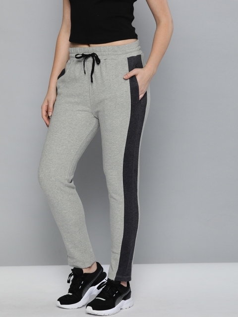 

Harvard Women Grey Melange Straight Fit Solid Track Pants with Side Panel