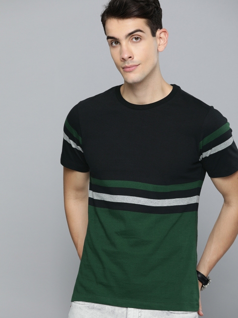 

Harvard Men Black & Green Colourblocked Round Neck T-shirt