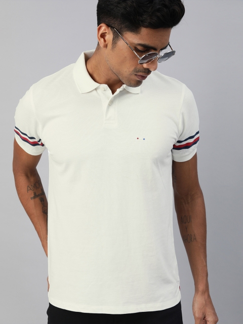 

Harvard Men White Solid Polo Collar T-shirt