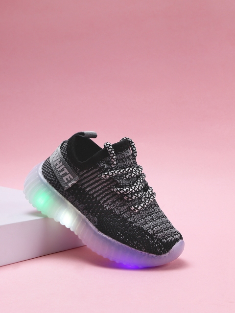

Hoppipola Girls Charcoal Grey & Black Self-Striped LED Sneakers