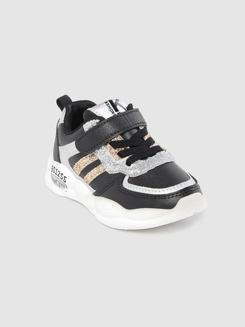 

Hoppipola Kids Black & Silver-Toned Colourblocked Sneakers