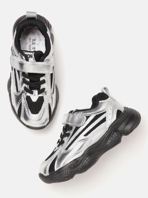 

Hoppipola Girls Silver-Toned & Black Sneakers