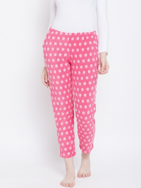 

Kanvin Women Pink & White Printed Fleece Lounge Pants