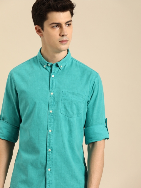 

ether Men Sea Green Regular Fit Solid Casual Shirt