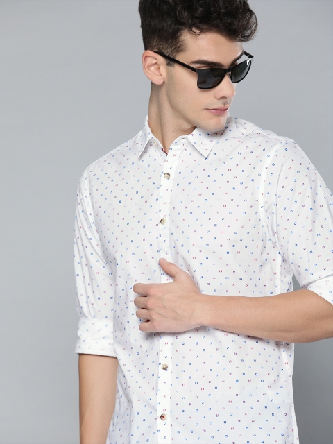 

Harvard Men White & Blue Printed Regular Fit Casual Shirt