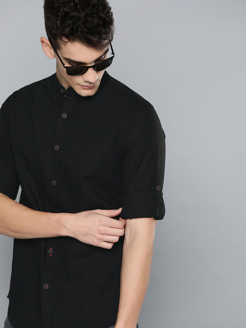 

Harvard Men Black Solid Regular Fit Cotton Linen Casual Shirt