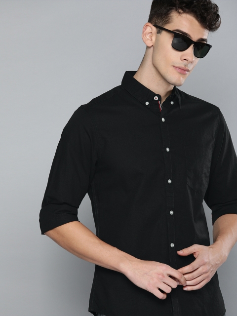 

Harvard Men Black Solid Regular Fit Cotton Linen Casual Shirt