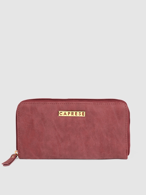 

Caprese Women Maroon Solid Zip Around Wallet