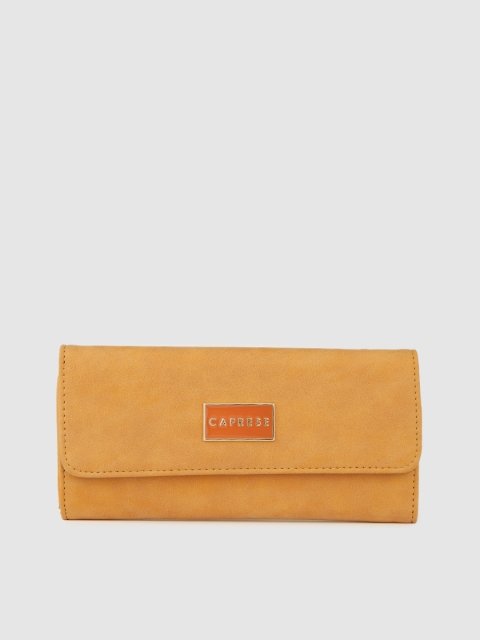 

Caprese Women Mustard Yellow Solid Three Fold Wallet