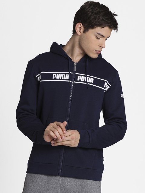 

Puma Men Navy Blue Printed Hooded Track Sweatshirt