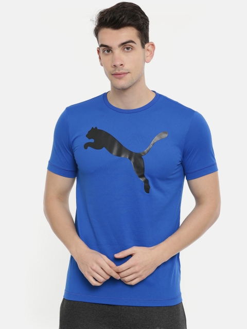 

Puma Men Blue Printed Active Big Logo Drycell Round Neck T-shirt