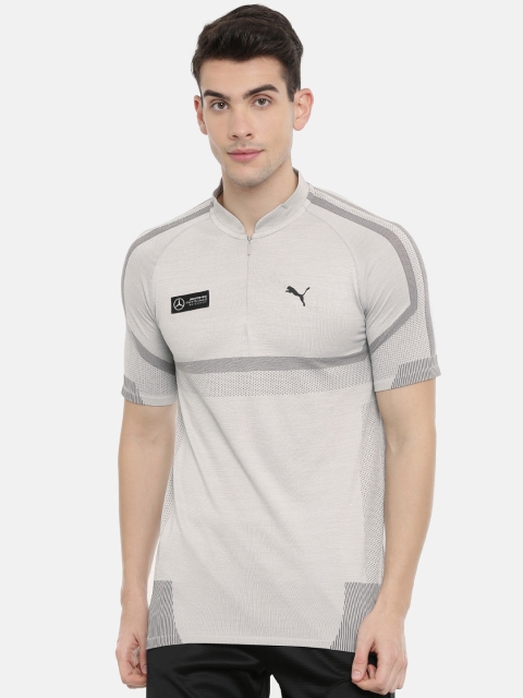 

PUMA Motorsport Men Grey Self Design High Neck POLO Mercedes T-shirt