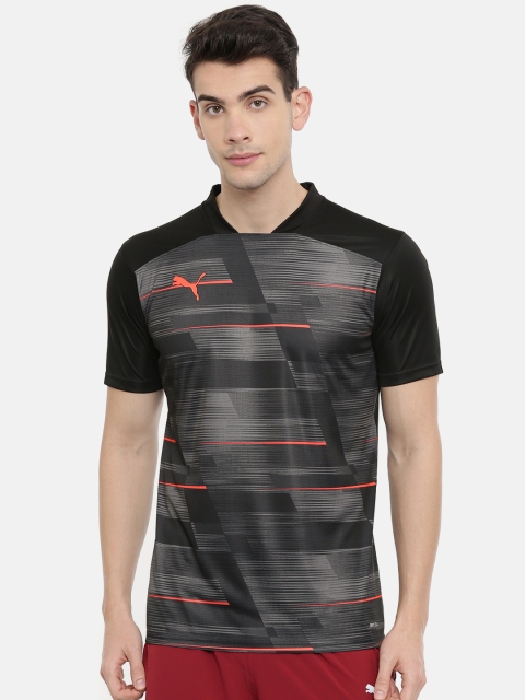 

Puma Men Black & Grey Slim Fit DryCell Graphic Printed Round Neck T-shirt