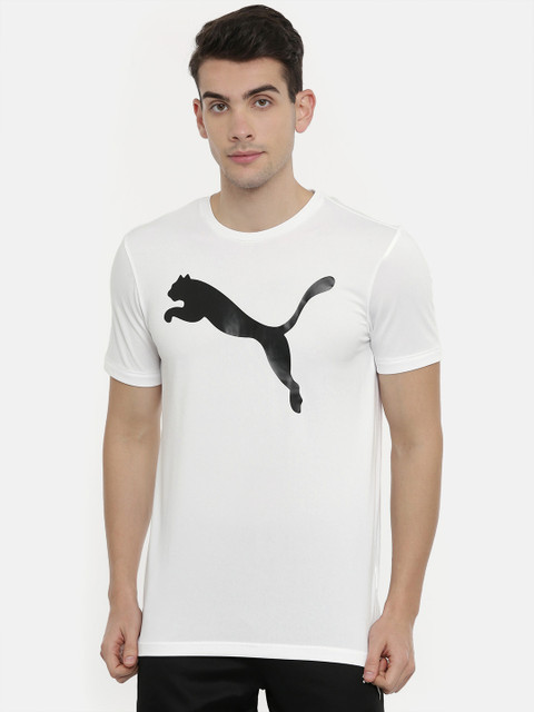 

Puma Men White Printed dryCELL Regular Fit Active Big Logo Round Neck T-shirt