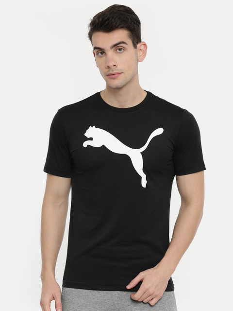 

Puma Men Black Printed Active Big Logo Drycell Round Neck T-shirt