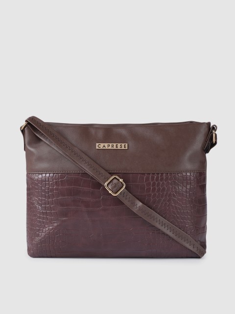 

Caprese Brown Croc Textured Sling Bag