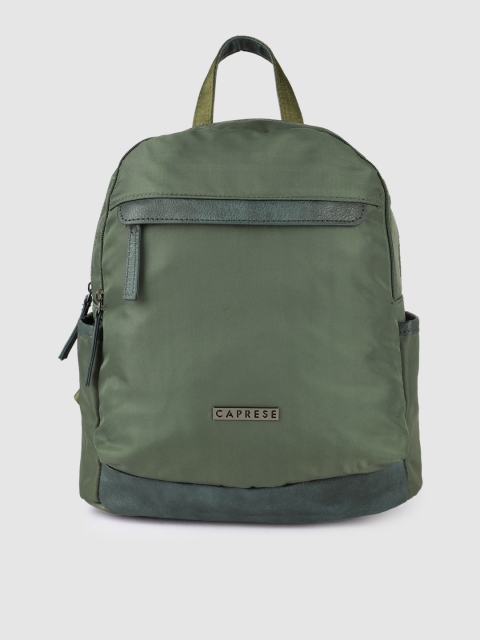 

Caprese Women Olive Green Solid Backpack