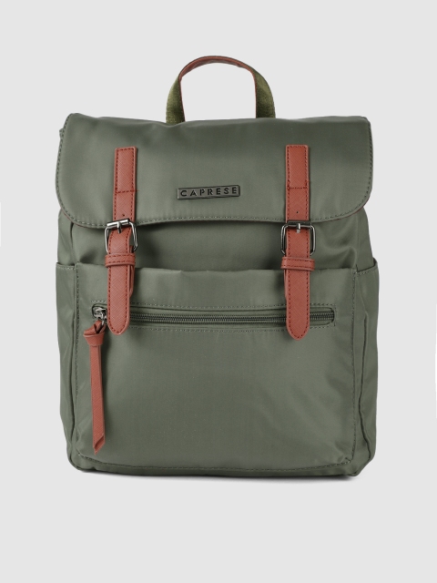 

Caprese Women Olive Green Solid Backpack