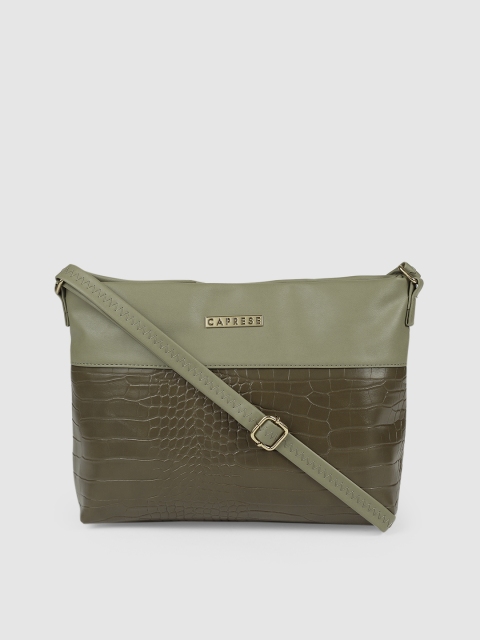 

Caprese Olive Green Textured Shoulder Bag