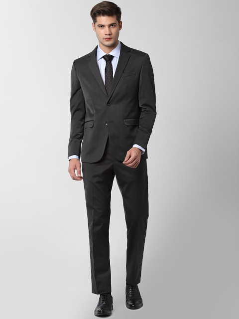 

Peter England Men Grey Solid Single-Breasted Slim-Fit Formal Suit